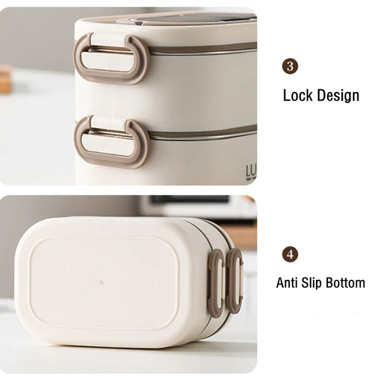 Stainless Steel 304 Thermal Lunch Box with Insulation Bag 1500ml