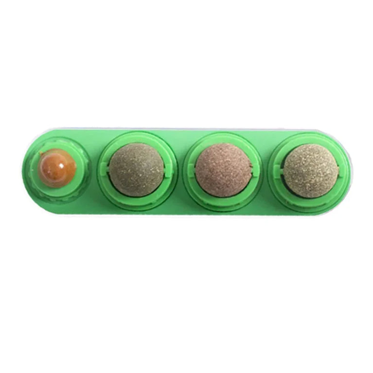 4 in 1 Rotating Catnip Silver Vine Ball Wall Stick Toy Kit