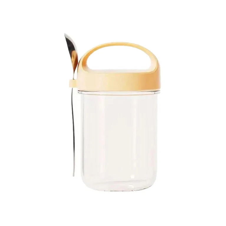 Glass Yogurt Breakfast Cup With Lid Spoon Overnight Oats Container Jar