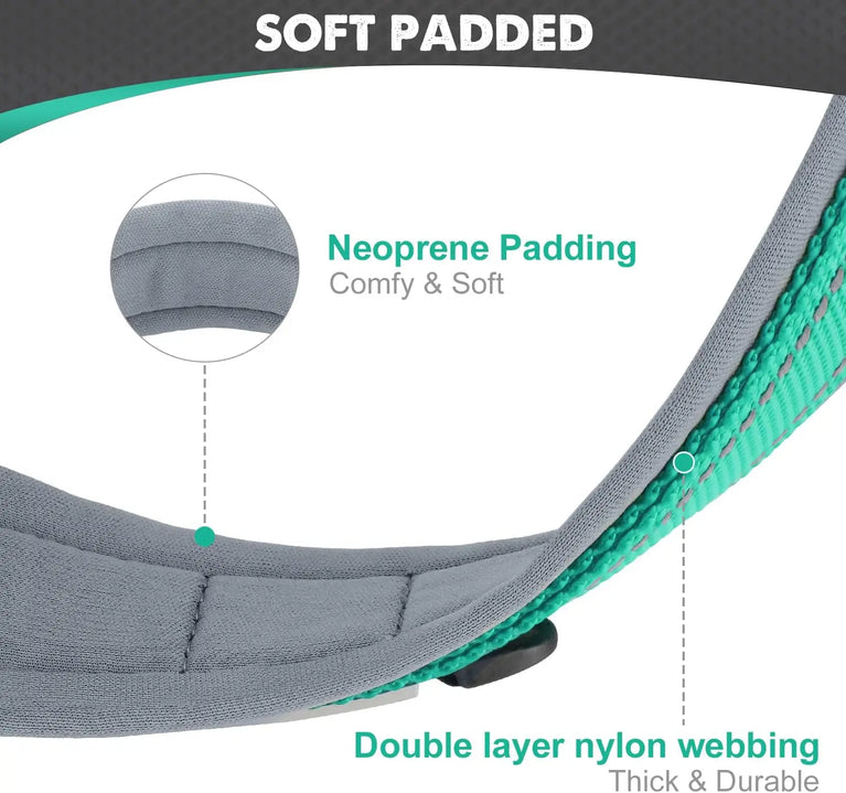 Padded Dog Collars Reflective Adjustable Heavy Duty Nylon Wide