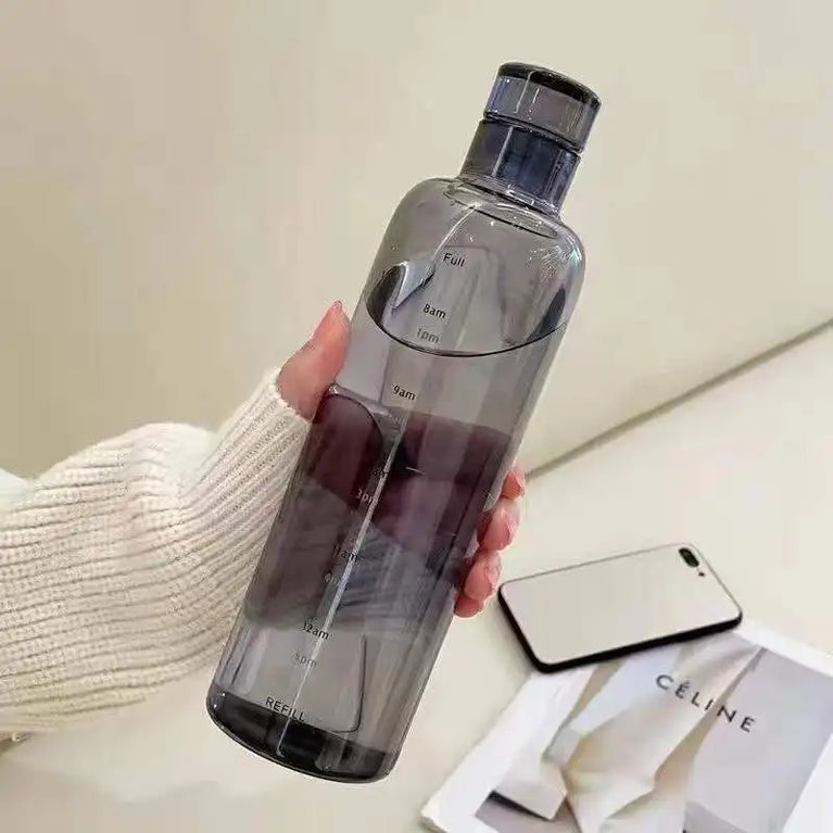 500/750ml PC Plastic Time Marker Water Bottle Leakproof Gym Sport Large Capacity Drink Bottle with Lid