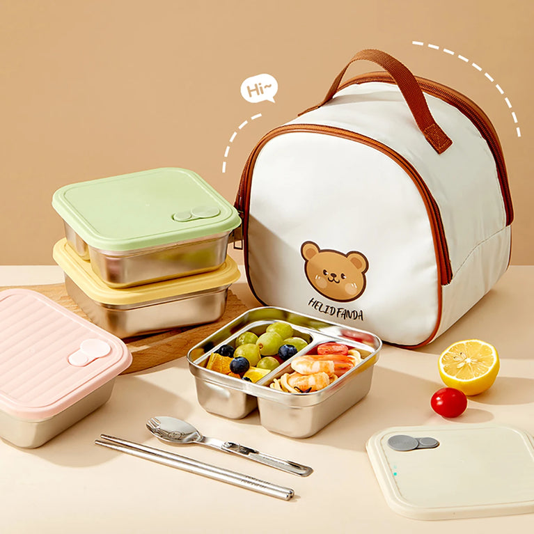 Portable Large Capacity Sealed Bento Lunch Box Stainless Steel Fruit Salad Food Container