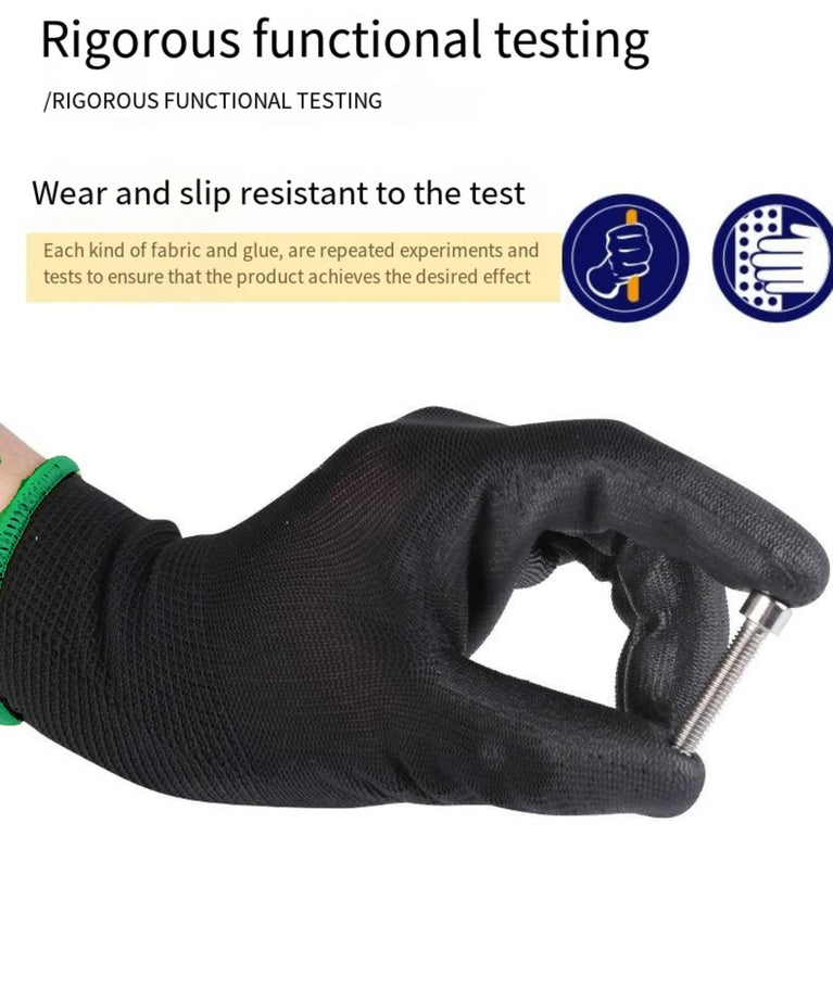 10 Pairs PU Safety Work Gloves Anti Slip Wear Resistant Gardening Woodworking Gloves PU200B
