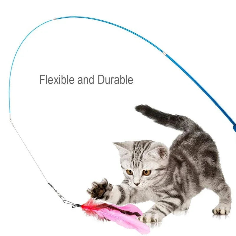 11pcs Replacement Cat Feather Toy Set Retractable Stick Kit Toy