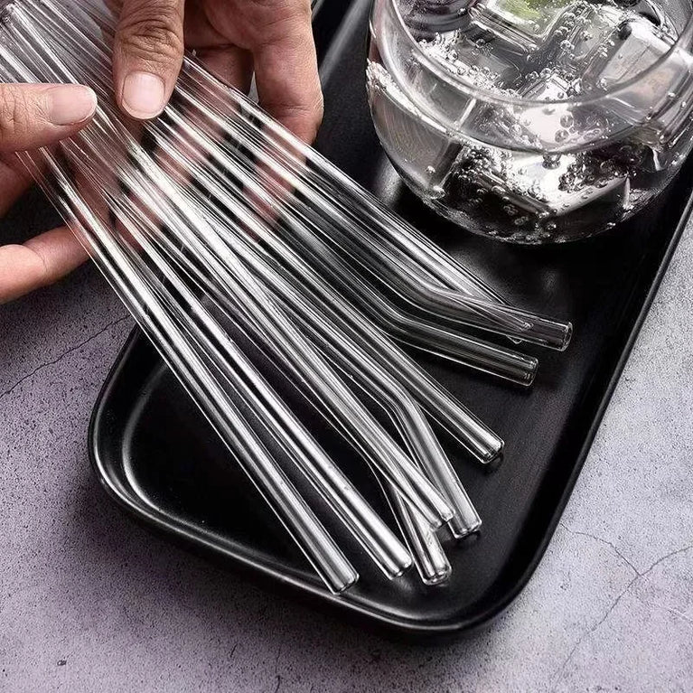 Reusable Glass Drinking Straw Smoothie Milkshake Cocktail Eco Friendly Straws Set