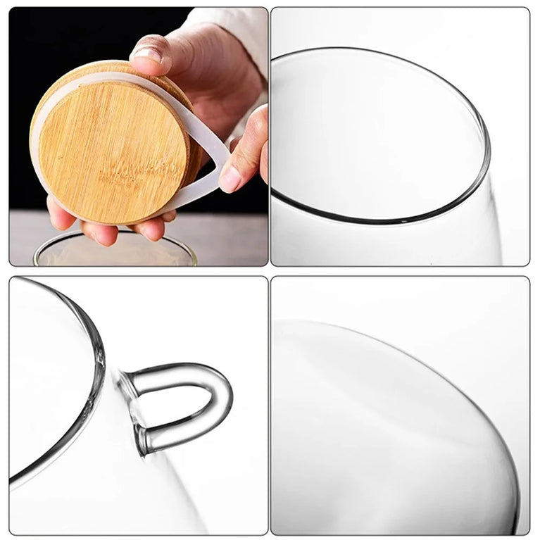 Airtight Glass Storage Jar with Bamboo Lid for Coffee Tea Spice Storage Containers