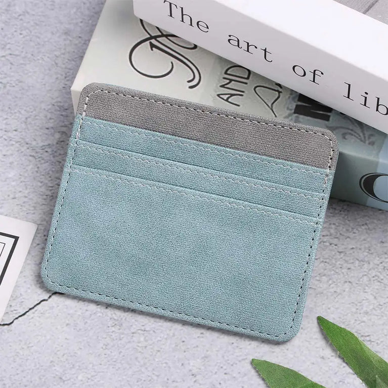 Fashion PU Leather Card Holder | Compact Coin Purse & ID Wallet with Keychain