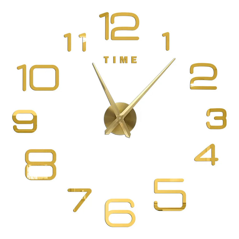 3D DIY Large Wall Clock | Modern Acrylic Mirror Surface Home Décor