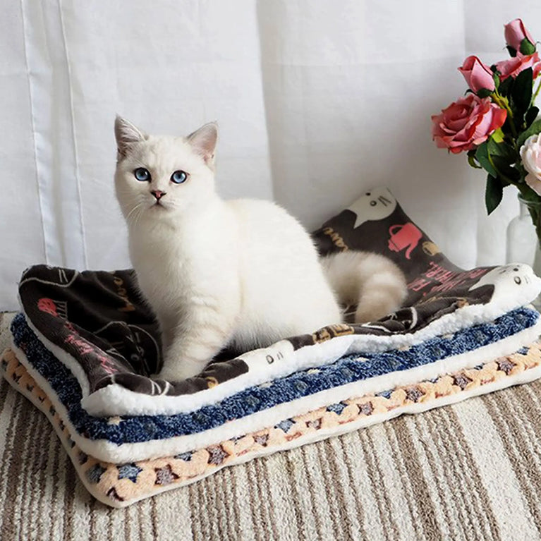 Thicken Coral Fleece Dog Bed Mat | Soft Flannel Sleeping Rug