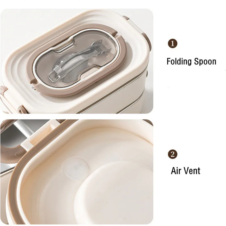 Stainless Steel 304 Thermal Lunch Box with Insulation Bag 1500ml