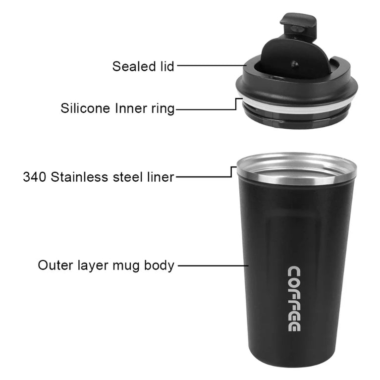 Thermo Cafe Double Stainless Steel Coffee Mug Leak-Proof Travel Cup 380/510ML