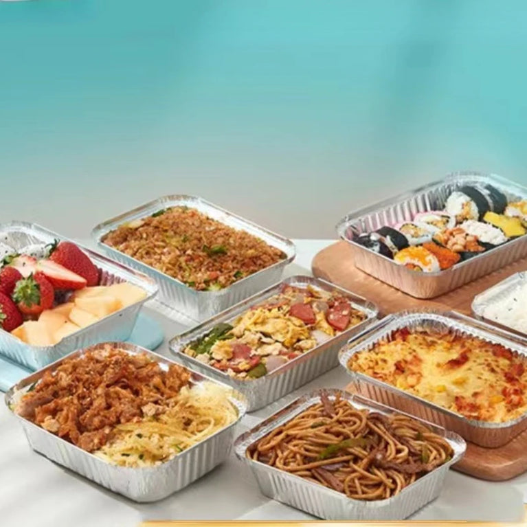 20Pcs Aluminum Foil Trays With Lids 450ml Disposable Food Grade Baking Pans For Air Fryer Oven