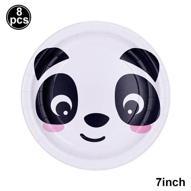 Panda Birthday Party Disposable Tableware Set Plates Cups Napkins Banner Decor