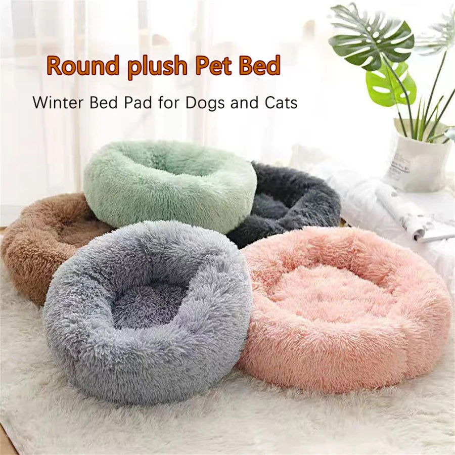 Soft Pet Cat Bed Plush Donut Cat Heating Pad Self Heating Bed Warm Cat
