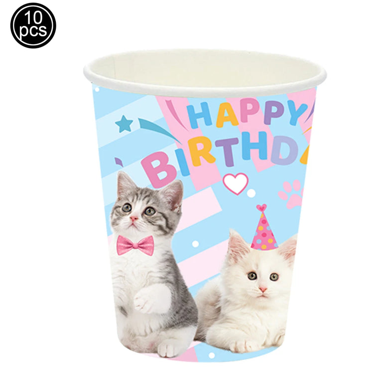 Cute Animals Tableware Cat Shaped Dinner Plates Disposable Party Set
