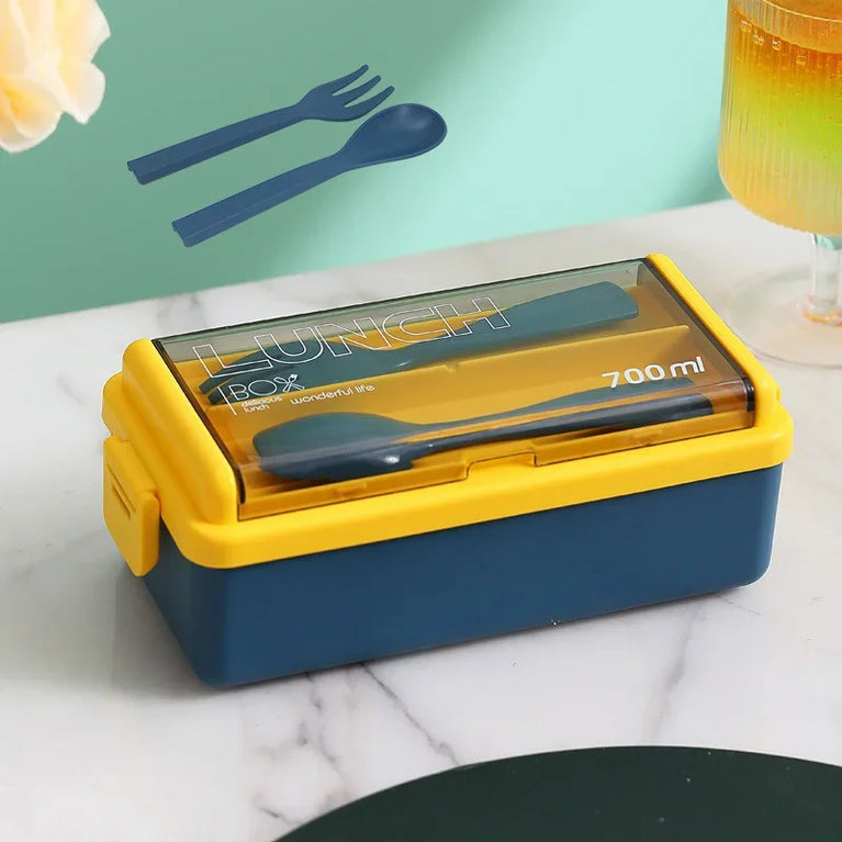 Portable Leakproof Microwave Lunch Box 700/1400ML with Spoon Bento Container