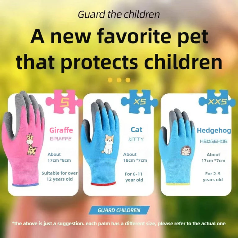 Kids Waterproof Wear Resistant Gardening Gloves Stab Proof Latex