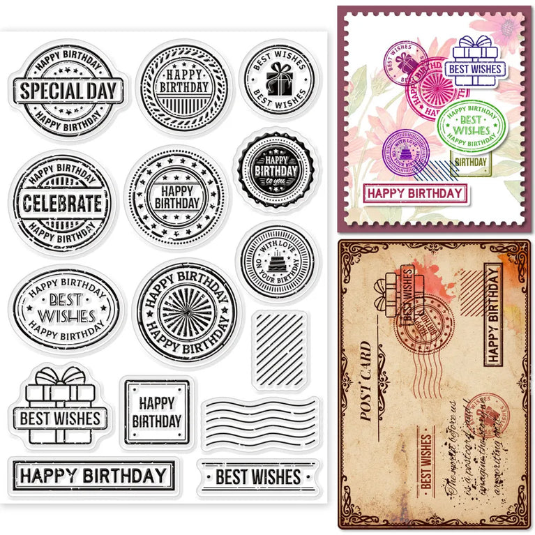 Retro Christmas Label Clear Stamps | Vintage Silicone Seals for Scrapbooking