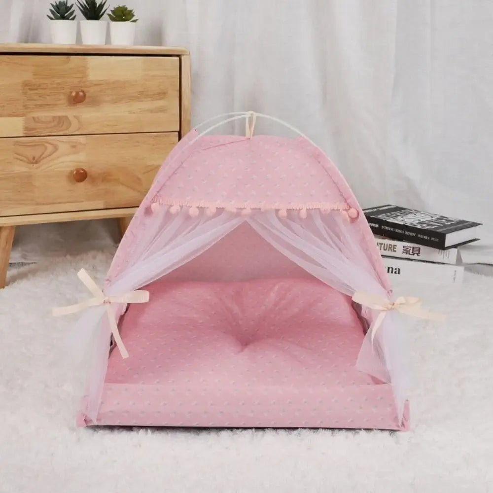 Princess Cat Bed Foldable Soft Tent House All Season Comfort