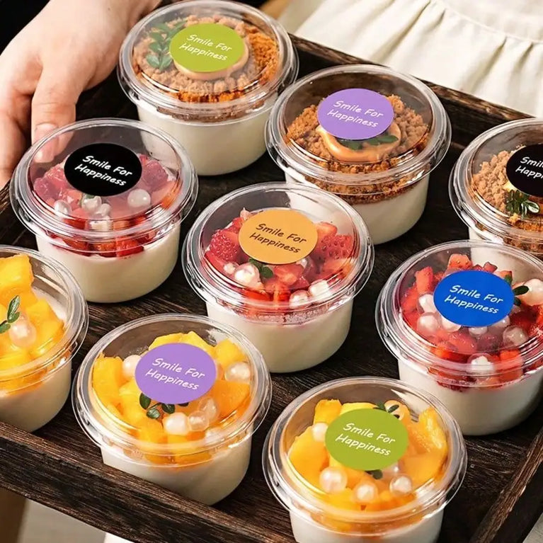 250ML TRANSPARENT DISPOSABLE SALAD CUP DESSERT CUP WITH DOME LID 50/100PCS PARTY BOWL CONTAINER