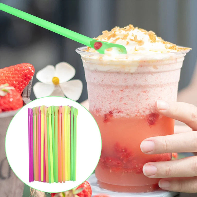 Color Spoon Straws 50-2000Pcs Milkshake Party Use