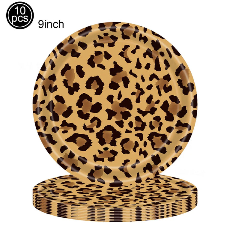 Leopard Print Birthday Party Disposable Tableware Set-Animal Theme Decor