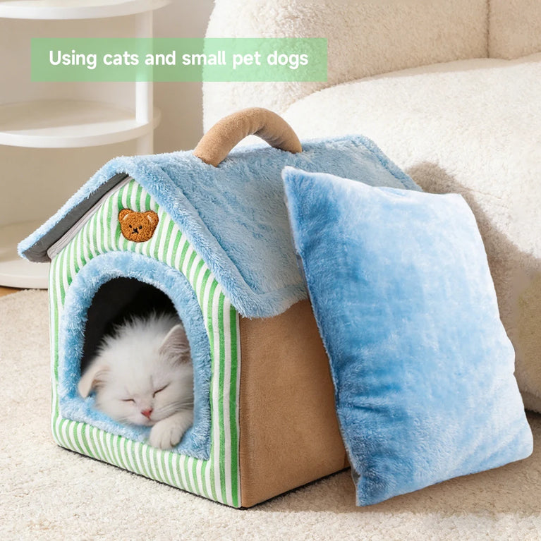 Foldable Removable Washable Pet House Cave Sofa Cat Bed for Small Pets