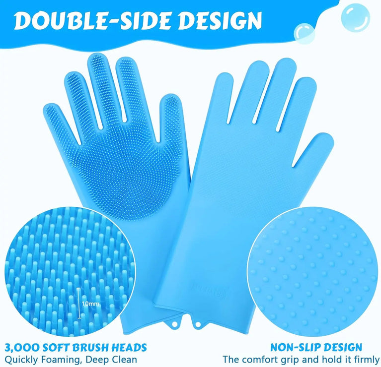 Silicone Pet Grooming Gloves | Hair Remover & Bath Scrubber