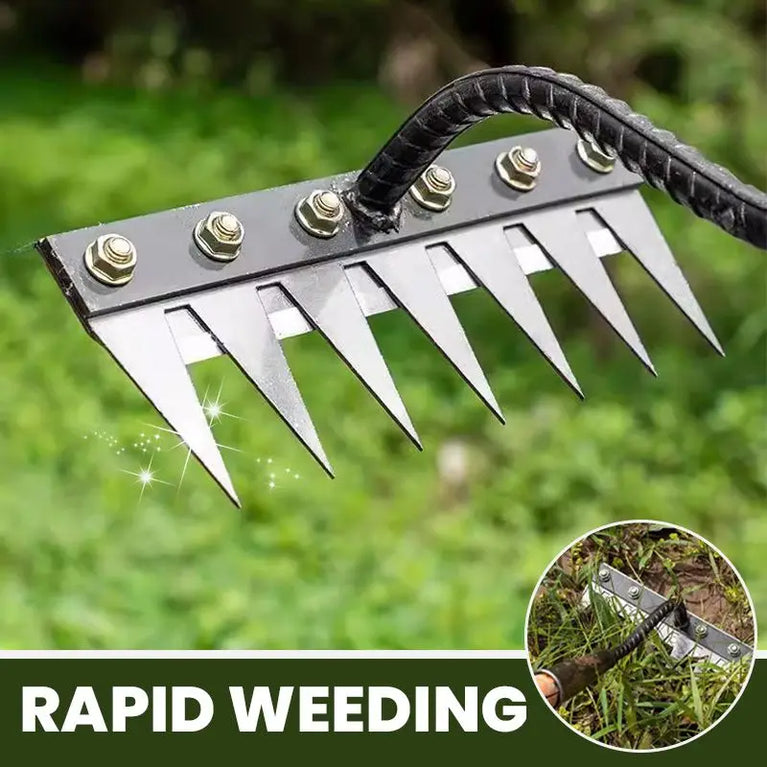 5-8 Teeth Iron Garden Weeding Hoe Rake Soil Loosening Farm Tool