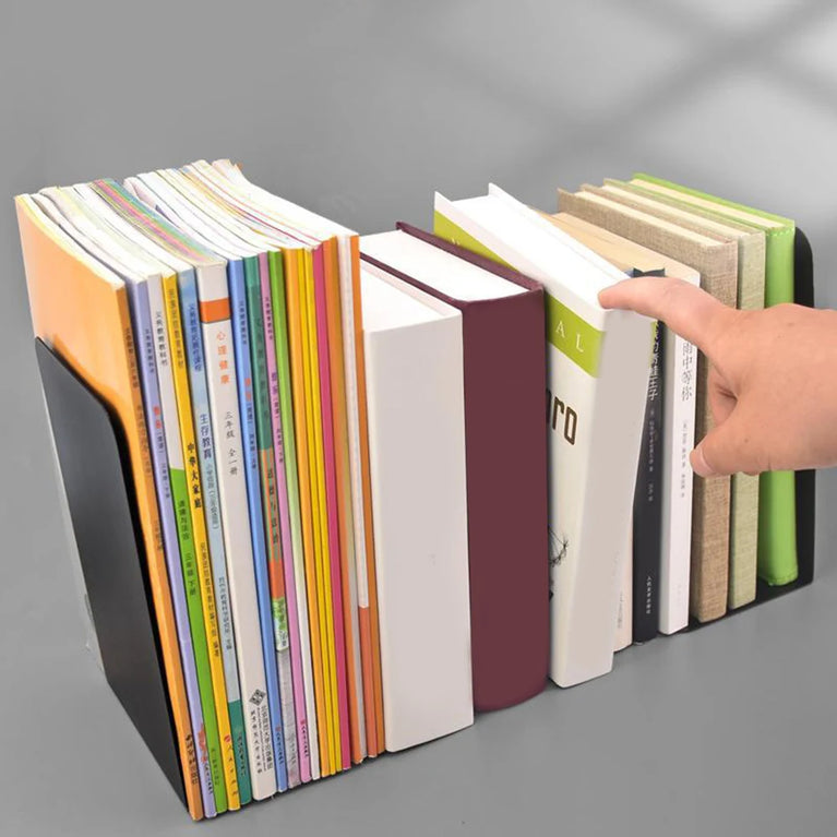 Simple Metal Bookends | 2-Piece Heavy-Duty Non-Slip Desktop Organiser
