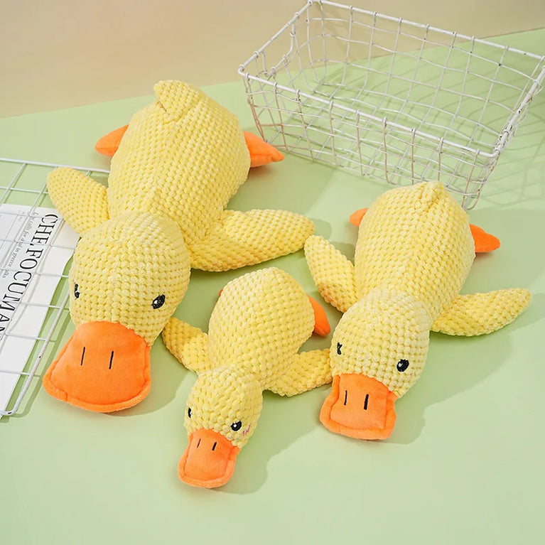 Plush Sleeping Duck Dog Toy Squeaky Chew Toy for Training Fun