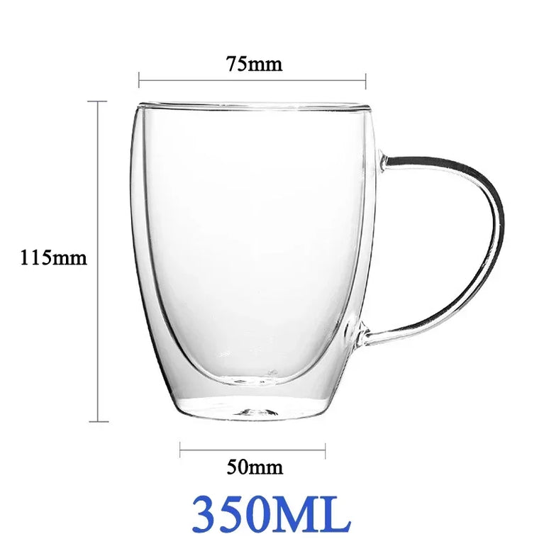 Double-Wall Borosilicate Glass Cup | Heat-Resistant Insulated Drinkware