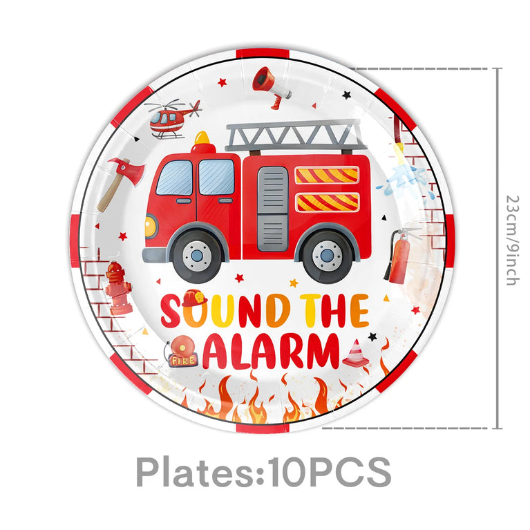 Firetruck Birthday Party Supplies Fire Theme Paper Plates Cups Napkins Set