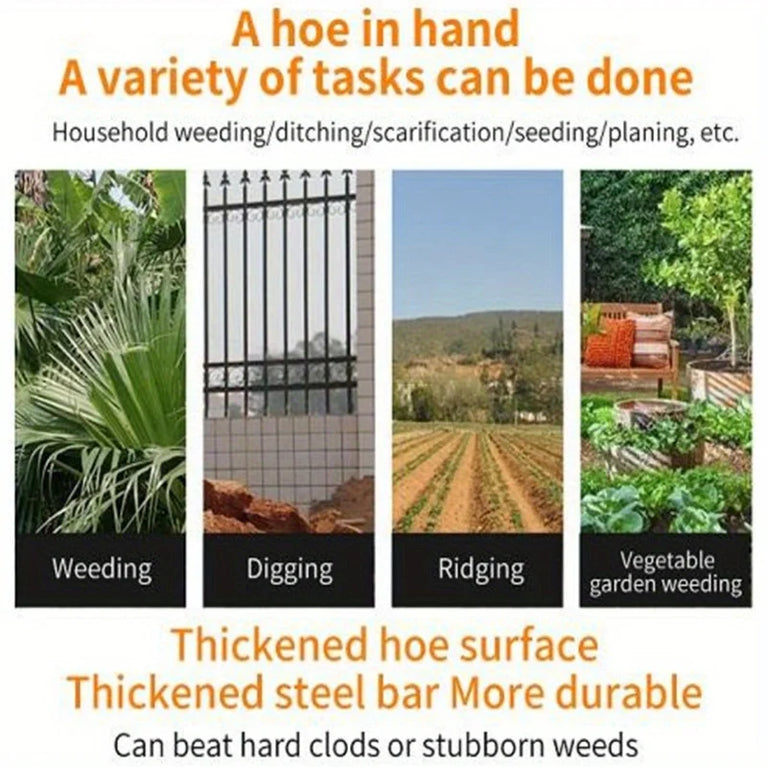 Premium All Steel Hardened Hollow Garden Hoe Hand Weeding Rake Tool