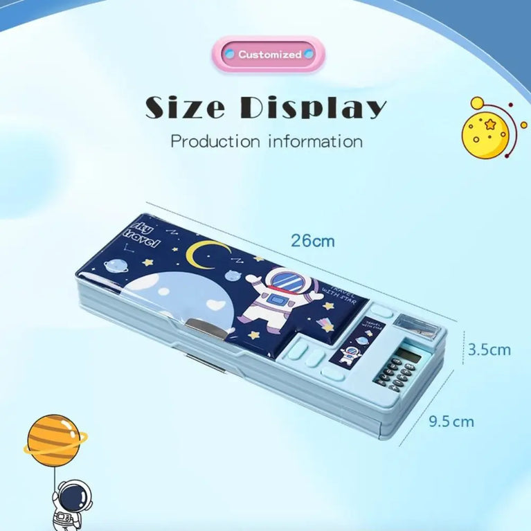 Multifunctional Pencil Case | Integrated Calculator & Sharpener Stationery Box