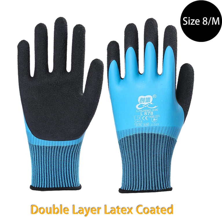 Super Grip Rubber Coated Waterproof Gardening Gloves Anti Slip Work