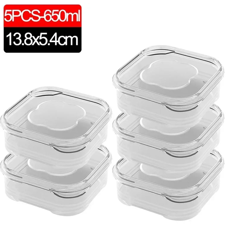 Small Transparent PP Food Preservation Boxes Refrigerator Sealed Storage Container Set
