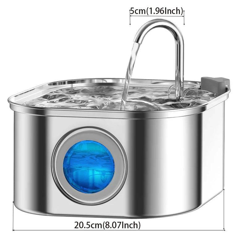 3.2L Stainless Steel Pet Water Feeder Auto Cat Fountain Smart Dog Water Dispenser Visual Window Bowl