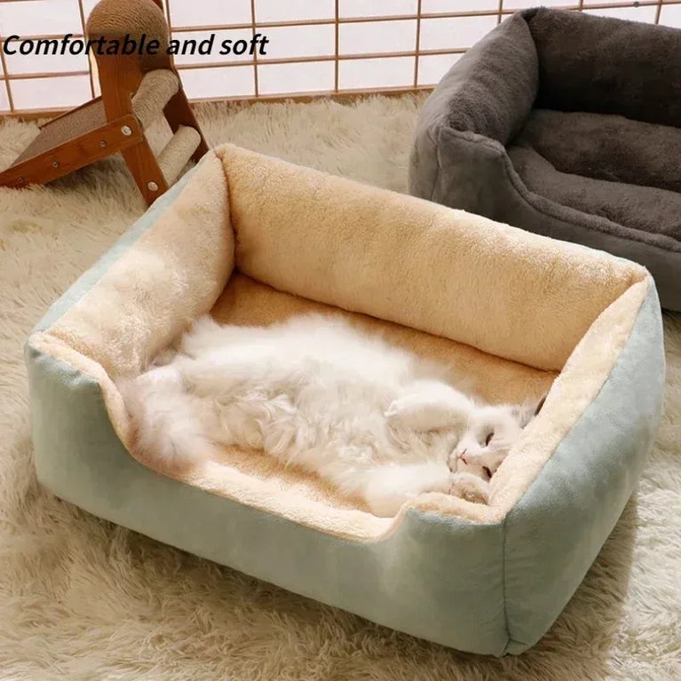 Soft Plush Cat Bed Basket Cozy Breathable Winter Pet Sleeping Nest Accessories