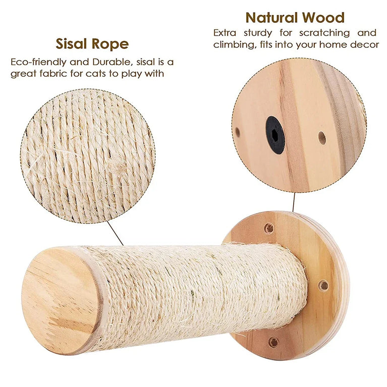 Wall-Mounted Cat Hammock & Climbing Set | Space-Saving Wood Furniture