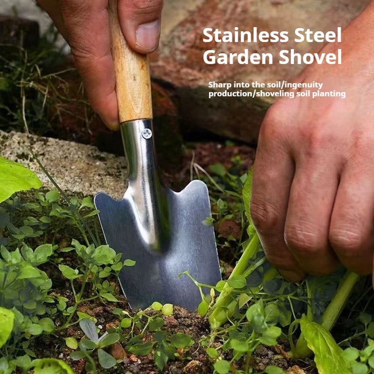 Stainless Steel Garden Shovel Hand Tool Digging Spade Flower Planting Tool