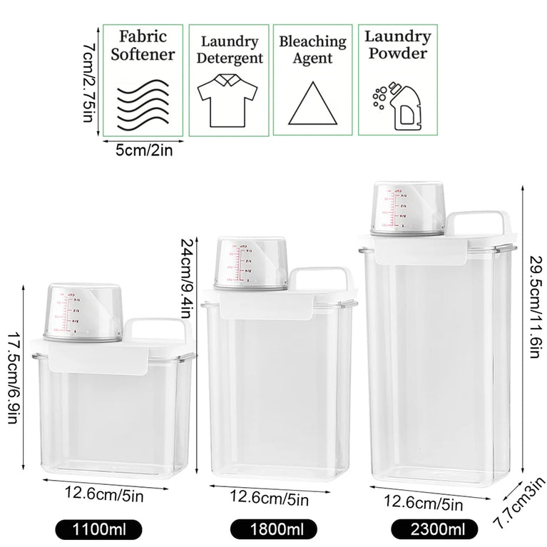 Airtight Laundry Detergent Dispenser Refillable Storage Bottle 1100-2300ML Pump Container