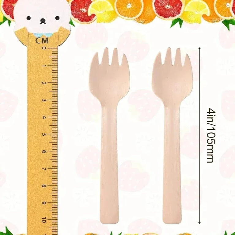100Pcs Disposable Mini Wooden Ice Cream Spoon Dessert Party Set Tool