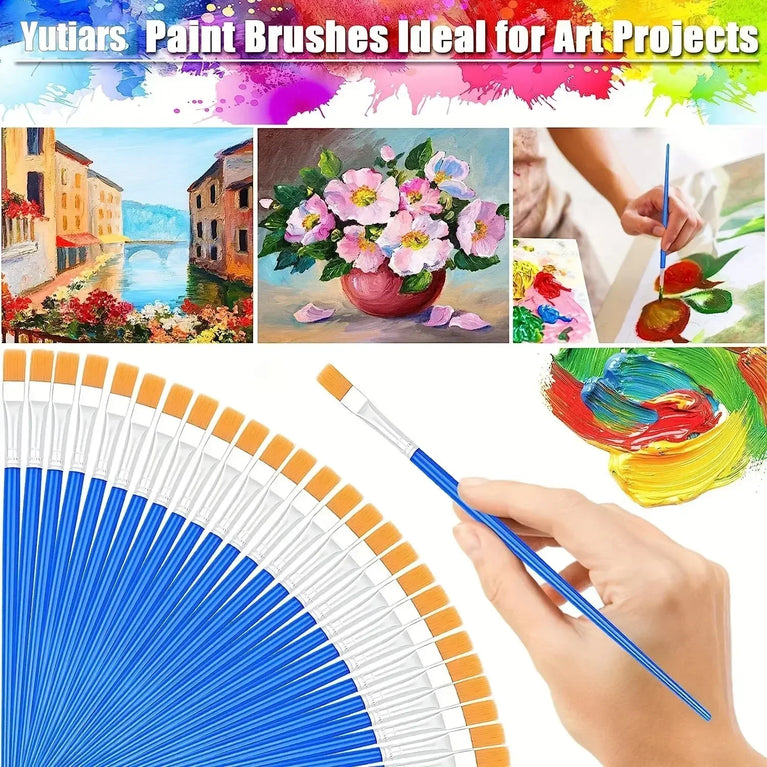 Nylon Bristle Artist Paint Brushes | Versatile Professional & Student Painting Tools