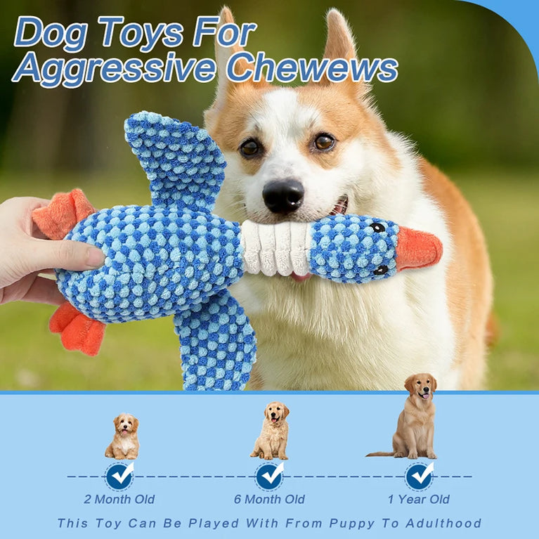 Funny Duck Plush Squeaky Dog Toy for Training and Chewing Fun
