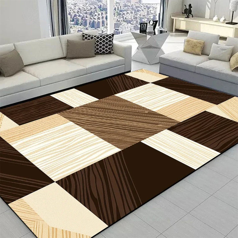 Minimalist Checkered Non-Slip Washable Area Rugs for Home Use