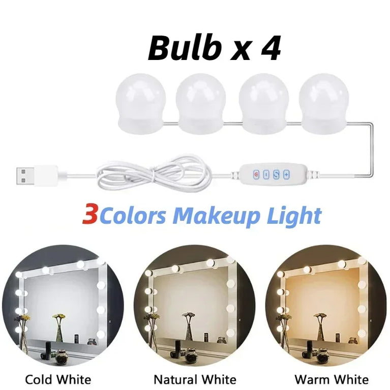 LED Hollywood Vanity Mirror Lights | Professional Detachable USB Makeup Lamps