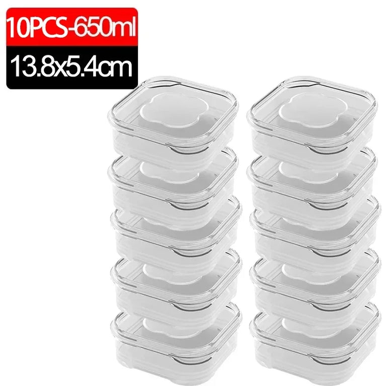 Small Transparent PP Food Preservation Boxes Refrigerator Sealed Storage Container Set