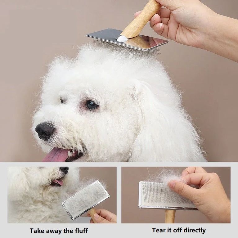 New Dog Short Hair Brush Dog Comb Solid Wood Pet Hair Remover Grooming Tool