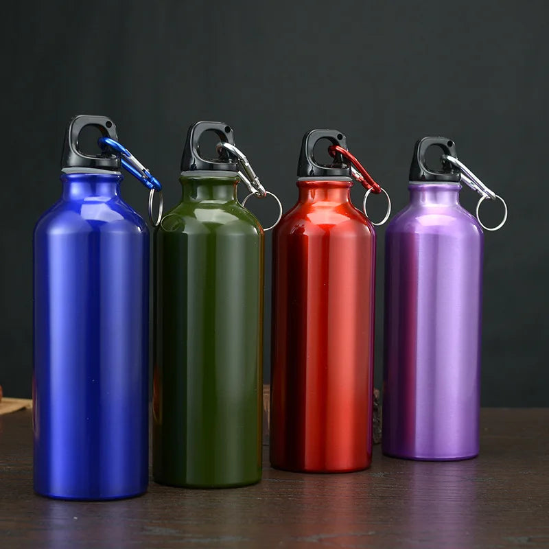 500ml Aluminum Sports Mountaineering Water Bottle Lightweight Hook Lid Outdoor Climbing Flask Kettle